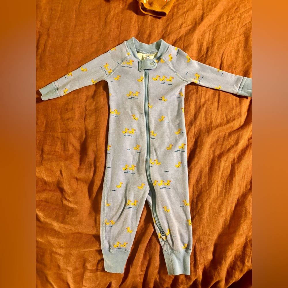 Hanna Andersson Light Blue Duck Print Kids Footie